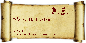 Mácsik Eszter névjegykártya